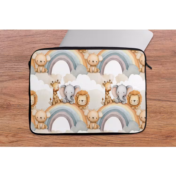 Safari - Regenboog - Kleurrijk laptophoes neopreen klein 279 -tafel
