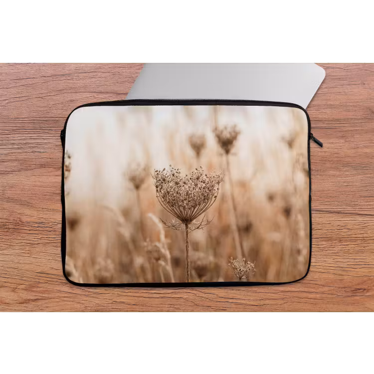 Schermbloem - Droogbloem - Winter - Beige - Minimalistisch laptophoes neopreen klein -tafel