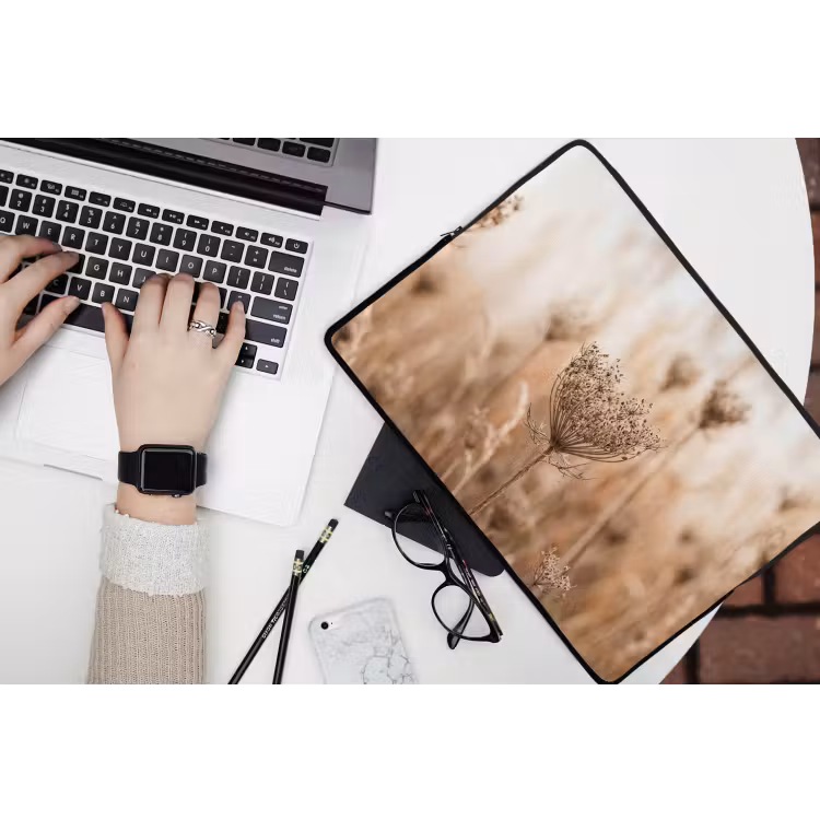 Schermbloem - Droogbloem - Winter - Beige - Minimalistisch laptophoes neopreen klein -bureau