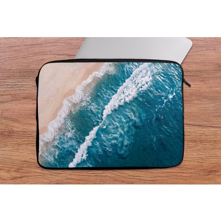 Zee - Strand - Golven - Natuur - Blauw laptophoes neopreen klein -tafel