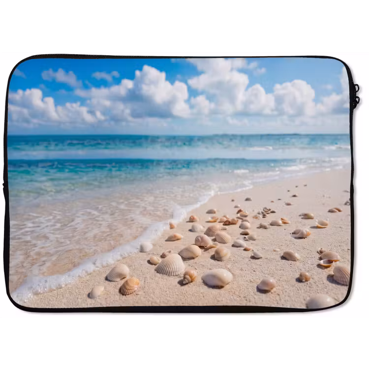 Schelpen - Strand - Natuur - Beige laptophoes neopreen klein -zkaufland3dotto