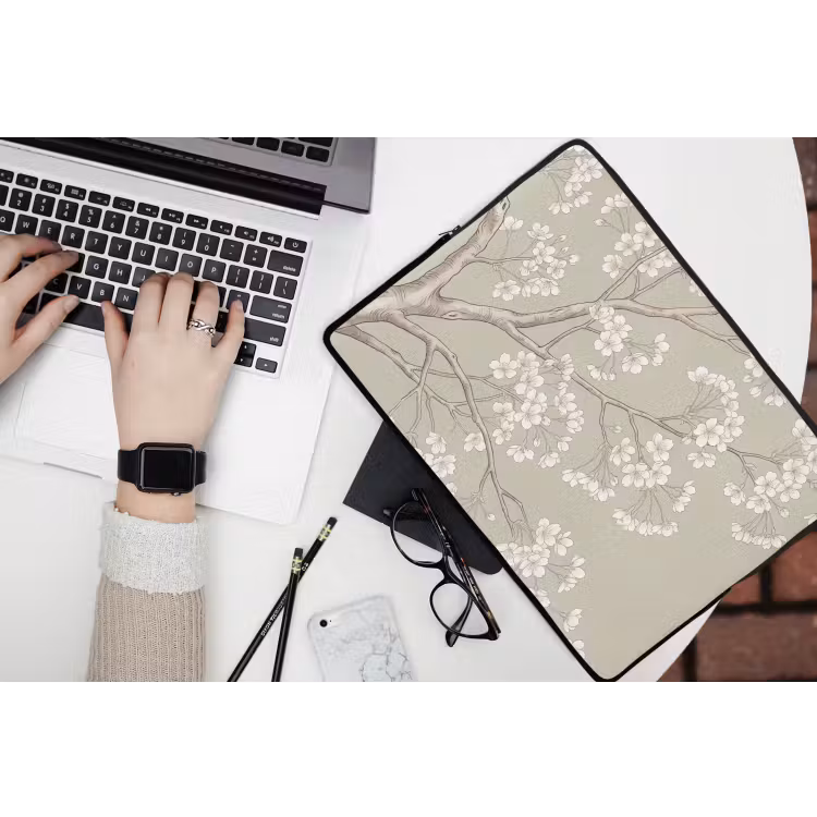 Sereen - Bloesem - Wit laptophoes neopreen klein -bureau