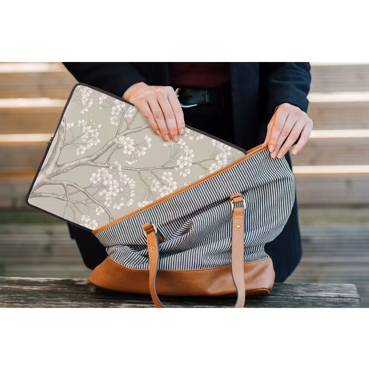 Sereen - Bloesem - Wit laptophoes neopreen klein -tas