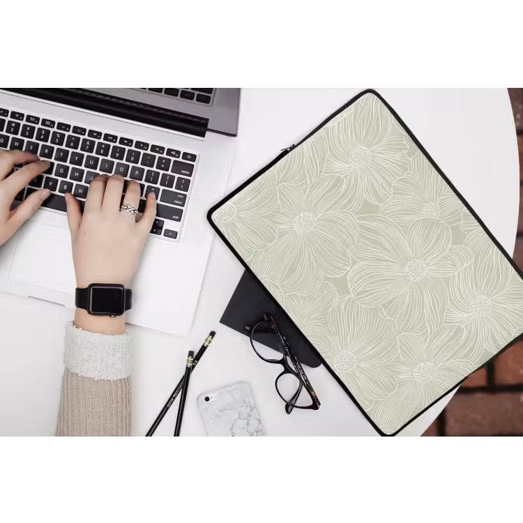 Sereen - Bloemen - Groen laptophoes neopreen klein 279 -bureau