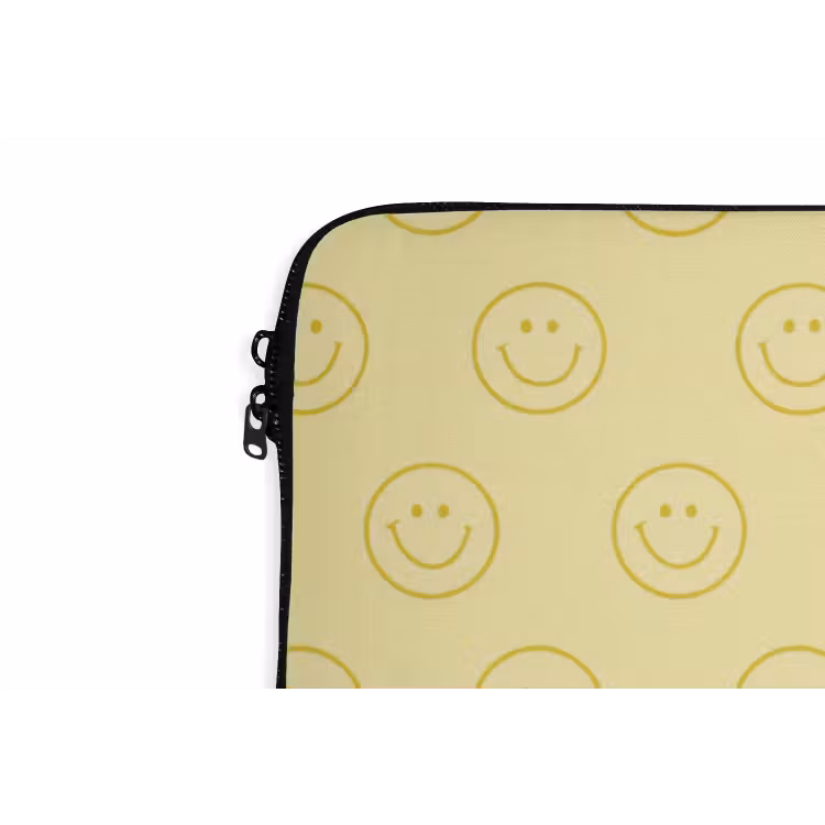 Smileys - Patroon - Retro - Zachtgeel laptophoes neopreen klein 279 -detail