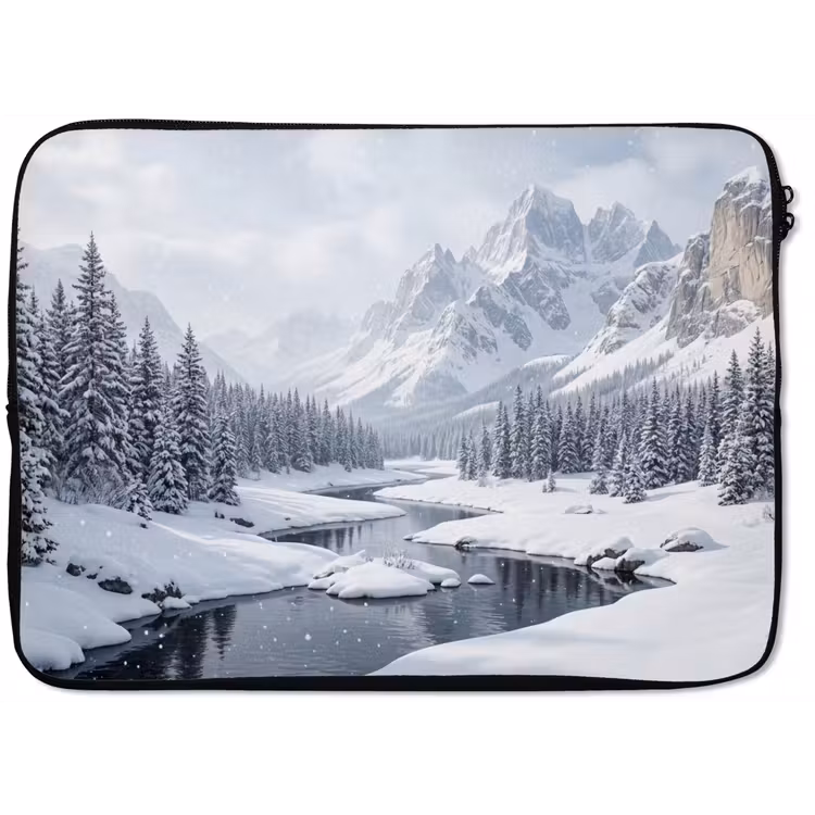 Sneeuwlandschap - Bergen - Rivier - Winter laptophoes neopreen klein -zkaufland3dotto