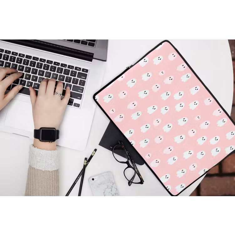 Spookjes - Patroon - Roze laptophoes neopreen klein 279 -bureau