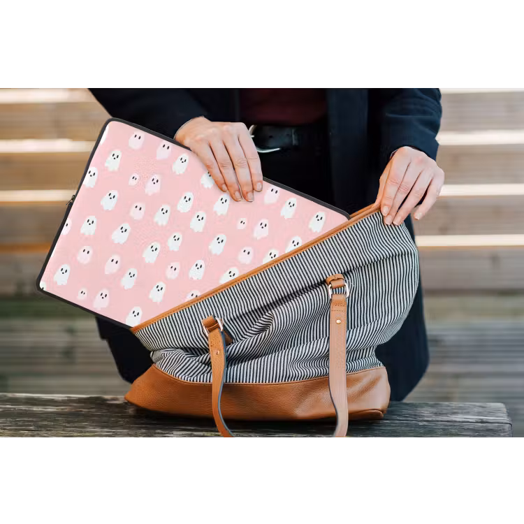 Spookjes - Patroon - Roze laptophoes neopreen klein 279 -tas