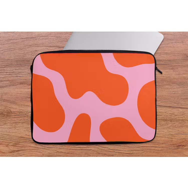 Vlekken - Rood - Roze - Patroon - Minimalistisch laptophoes neopreen klein -tafel
