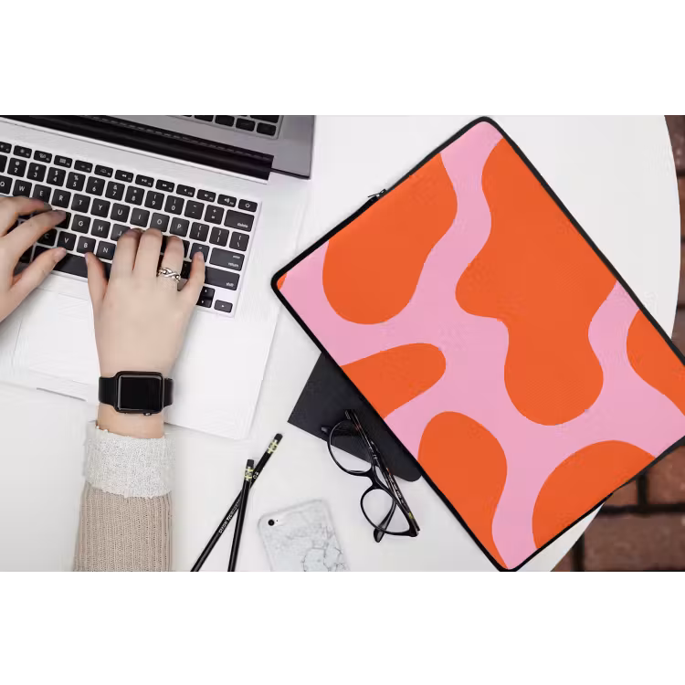 Vlekken - Rood - Roze - Patroon - Minimalistisch laptophoes neopreen klein -bureau