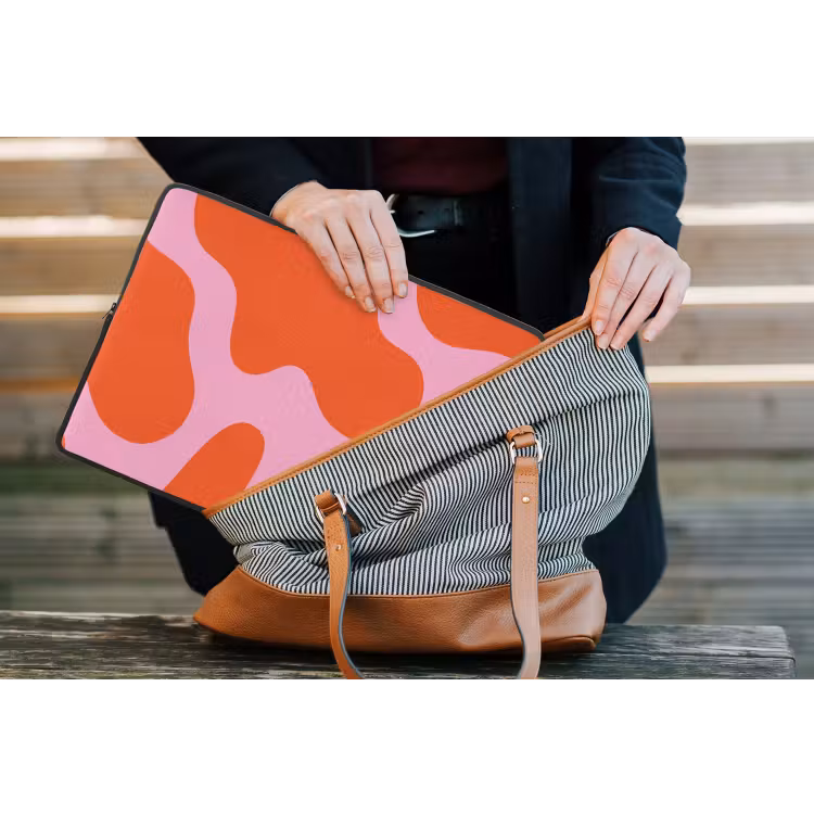 Vlekken - Rood - Roze - Patroon - Minimalistisch laptophoes neopreen klein -tas