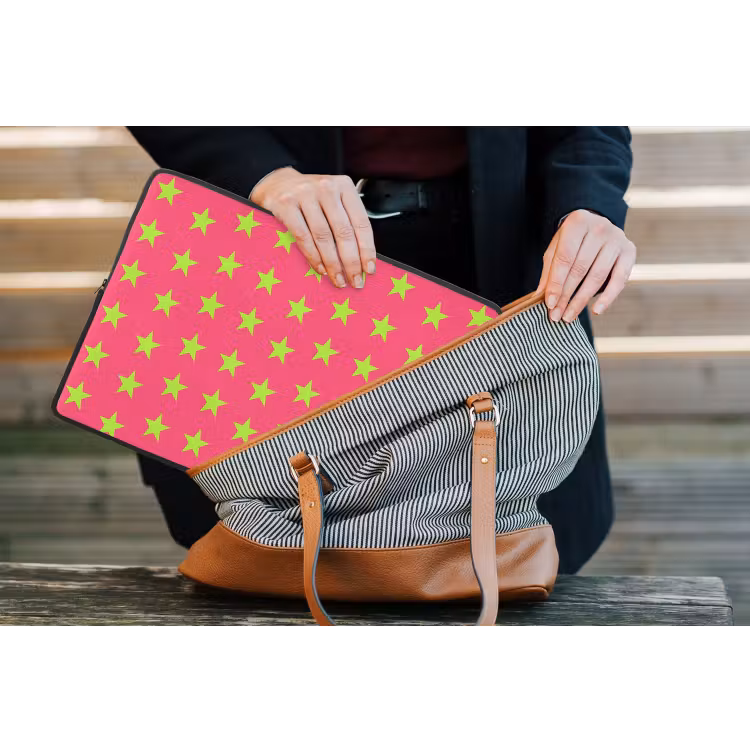 Sterren - Patroon - Roze laptophoes neopreen klein 279 -tas