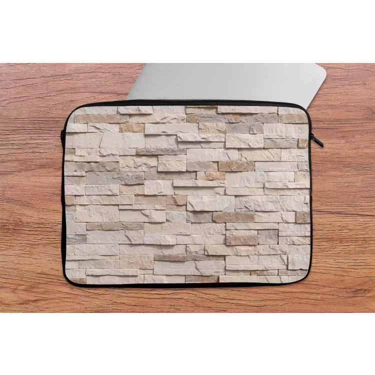 Steen - Muur - Textuur - Rustiek - Beige laptophoes neopreen klein -tafel