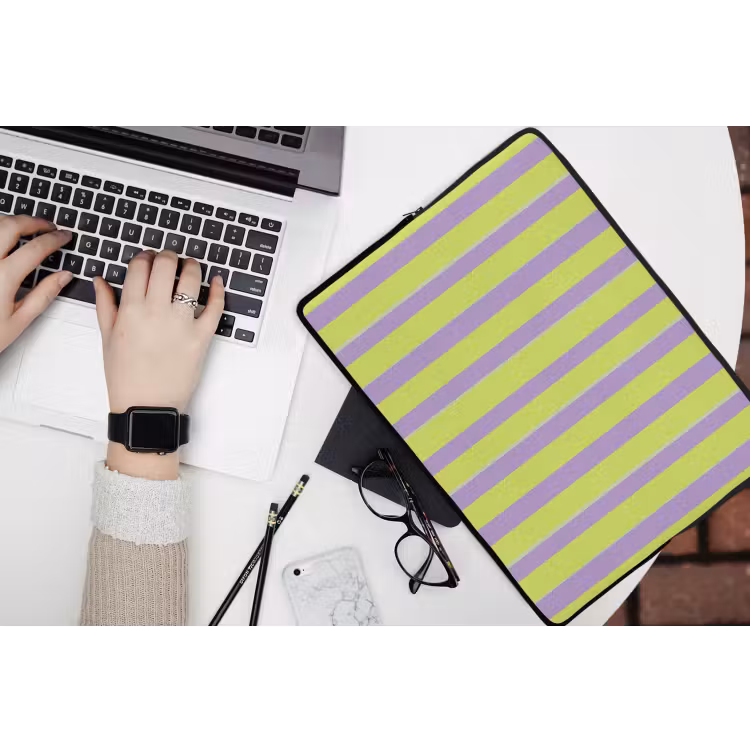 Strepen - Patroon - Groen laptophoes neopreen klein 279 -bureau