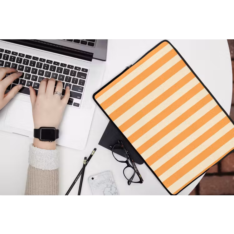 Strepen - Patroon - Oranje laptophoes neopreen klein 279 -bureau