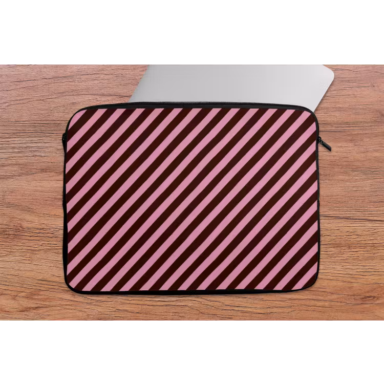 Strepen - Roze - Bruin laptophoes neopreen klein 279 -tafel