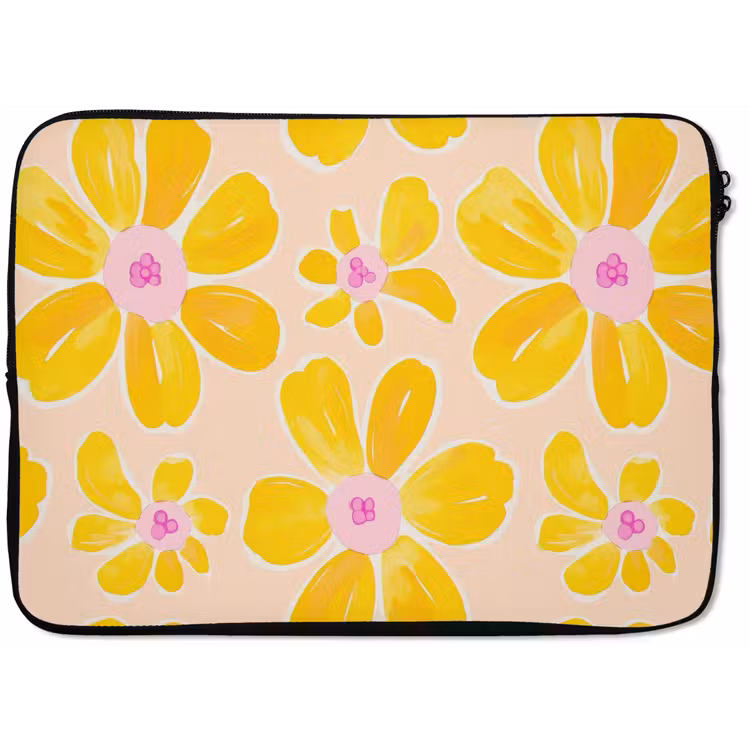 Zomers - Bloemen - Geel laptophoes neopreen klein 279 -zkaufland3dotto