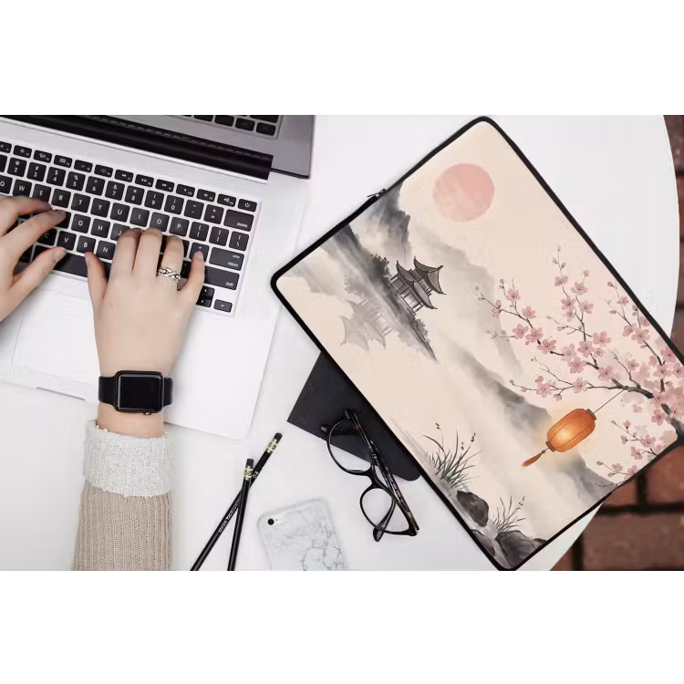 Zon - Japans - Traditioneel laptophoes neopreen klein -bureau