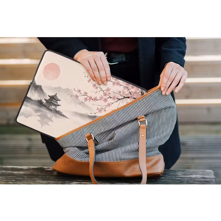Zon - Japans - Traditioneel laptophoes neopreen klein -tas