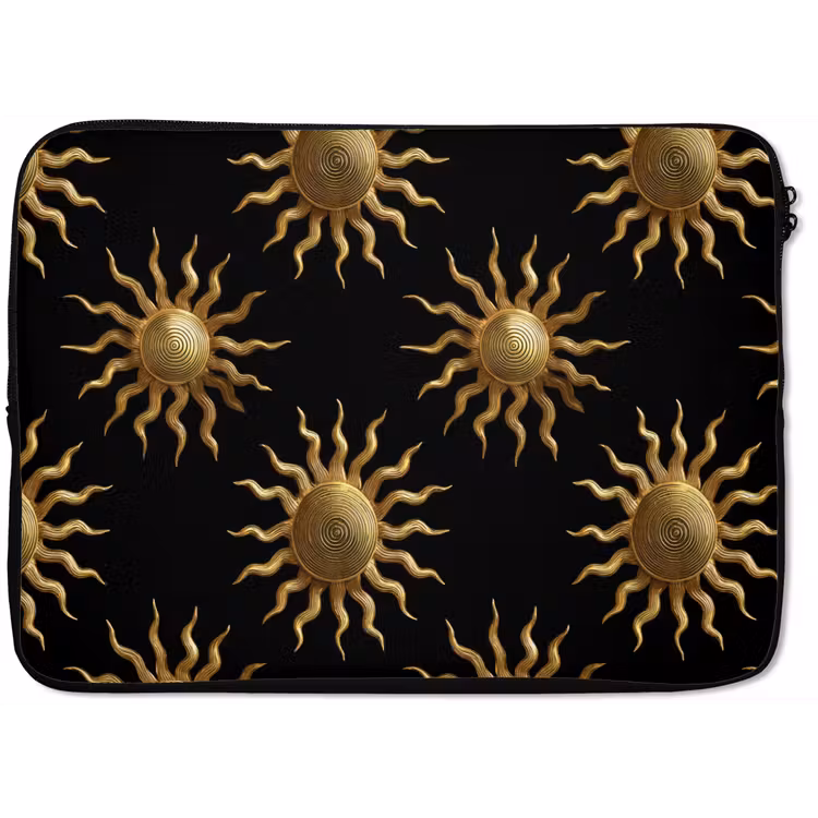 Zon - Patroon - Luxe - Goud - Zwart laptophoes neopreen klein 279 -zkaufland3dotto