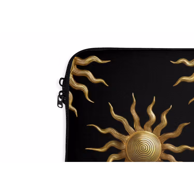 Zon - Patroon - Luxe - Goud - Zwart laptophoes neopreen klein 279 -detail