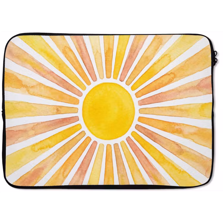 Zon - Stralen - Aquarel - Geel - Abstract laptophoes neopreen klein -zkaufland3dotto