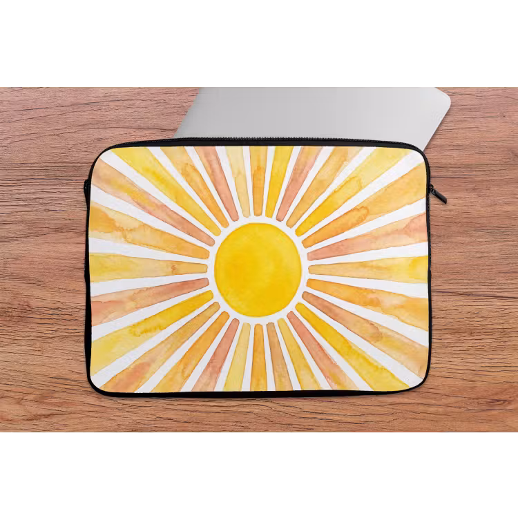 Zon - Stralen - Aquarel - Geel - Abstract laptophoes neopreen klein -tafel