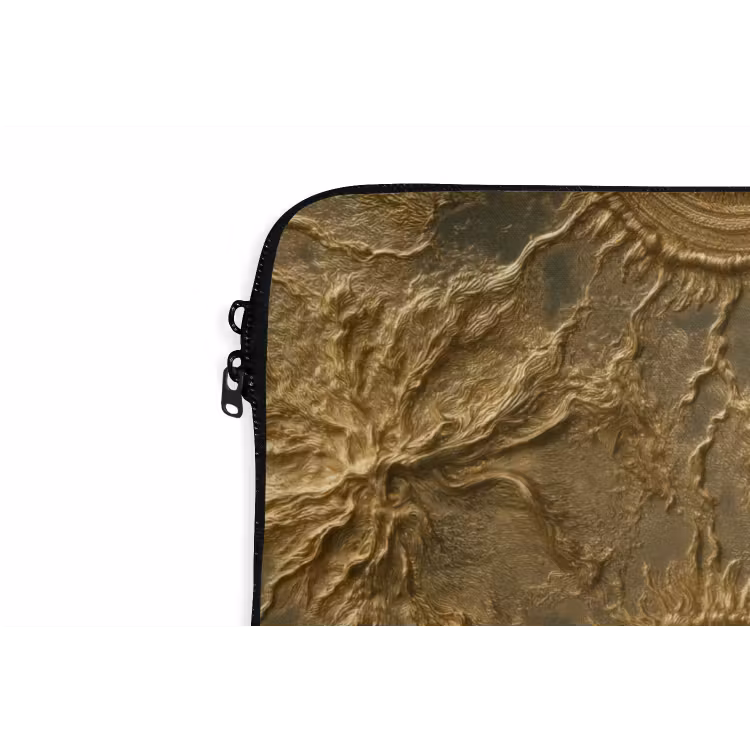 Zon - Reliëf - Antiek - Goud laptophoes neopreen klein 279 -detail