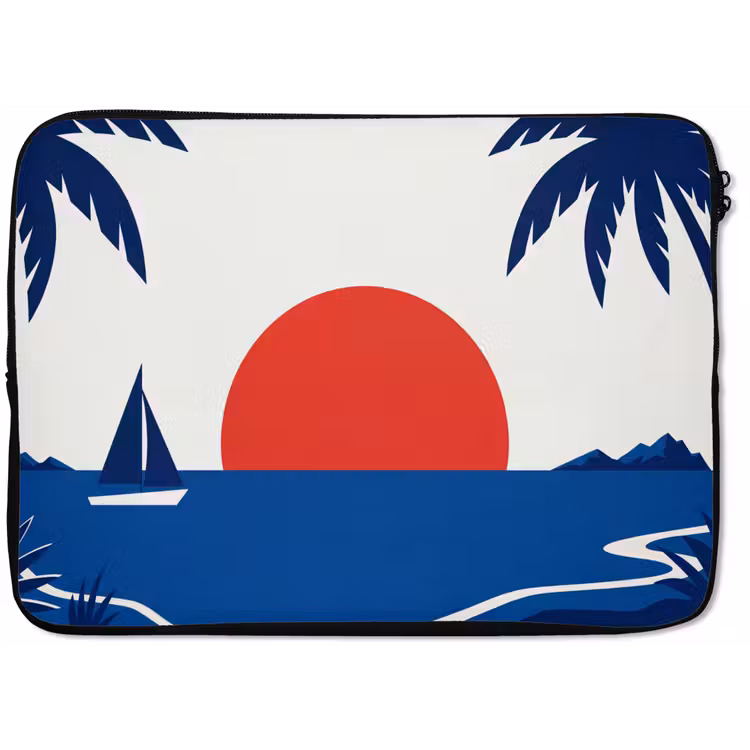 Zonsondergang - Zee - Palmboom - Tropisch - Modern laptophoes neopreen klein -zkaufland3dotto
