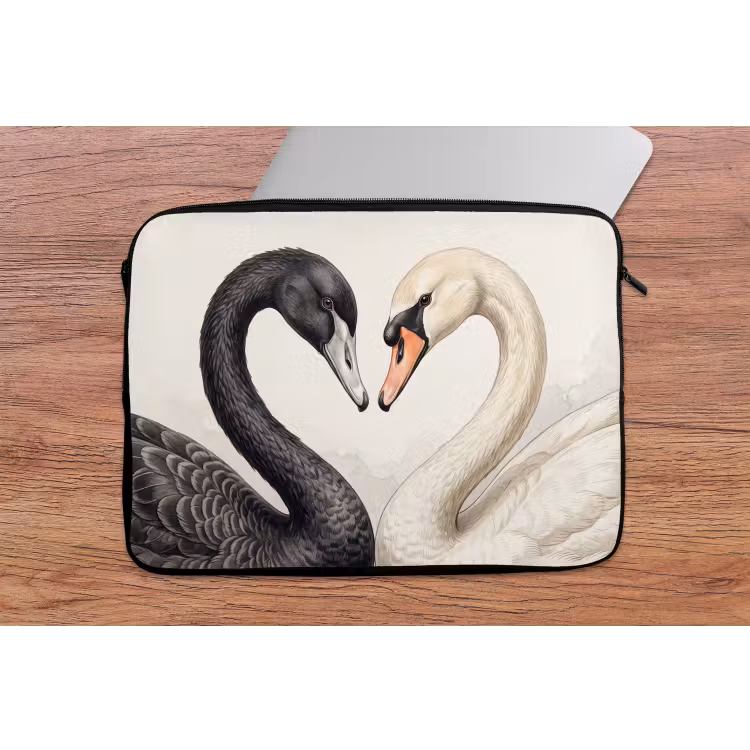 Zwanen - Hartvorm - Dieren laptophoes neopreen klein -tafel