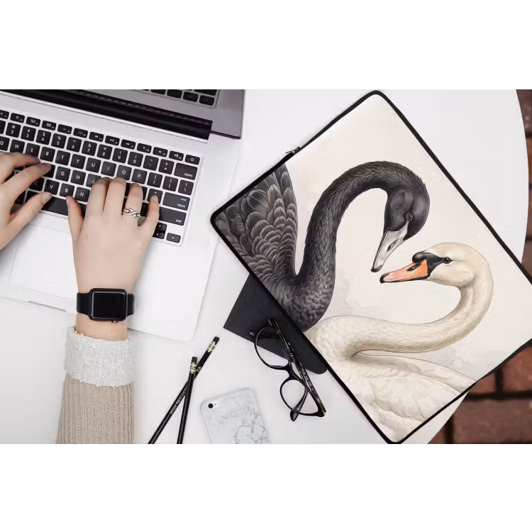 Zwanen - Hartvorm - Dieren laptophoes neopreen klein -bureau