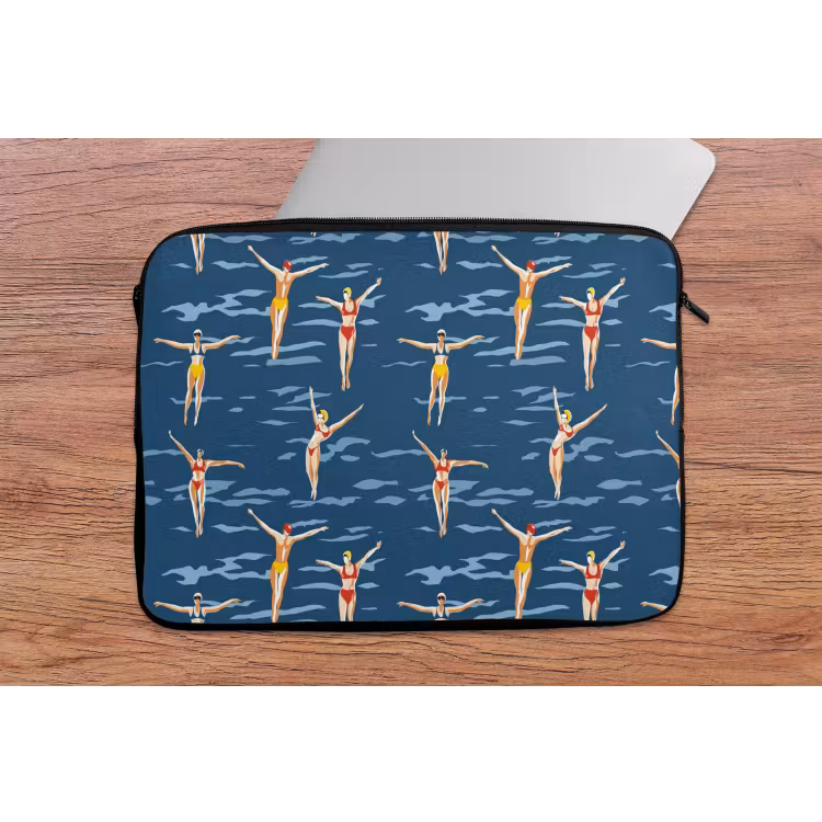 Zwemsters- Retro - Blauw laptophoes neopreen klein 279 -tafel