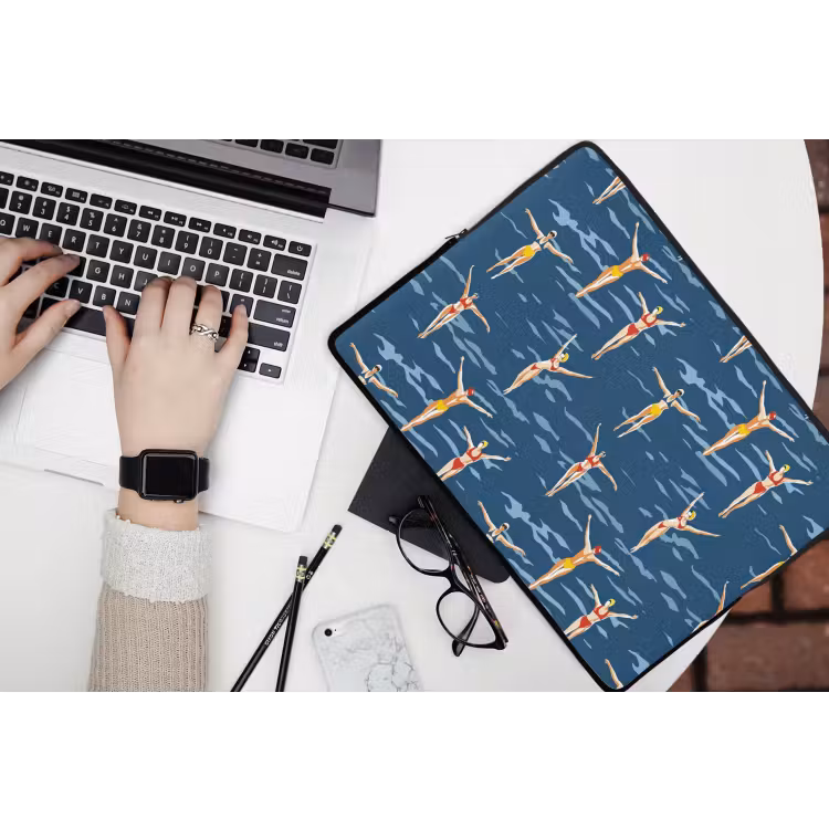 Zwemsters- Retro - Blauw laptophoes neopreen klein 279 -bureau