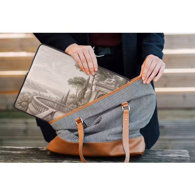 Terras - Stad - Uitzicht - Rivier laptophoes neopreen klein -tas