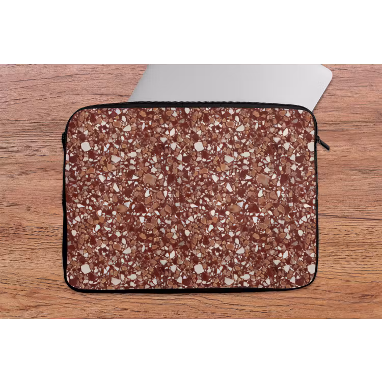 Terrazzo - Patroon - Steentextuur - Roodbruin laptophoes neopreen klein 279 -tafel
