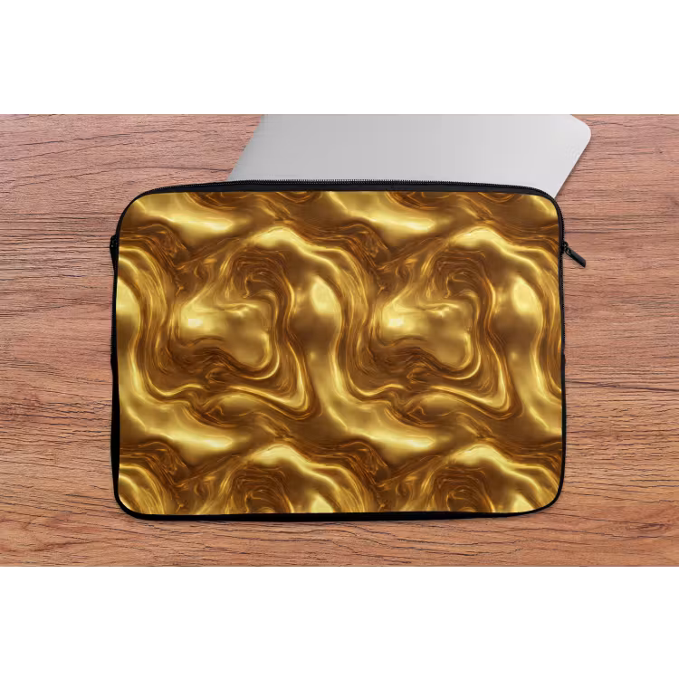 Textuur - Vloeibaar - Organisch - Goud laptophoes neopreen klein 279 -tafel