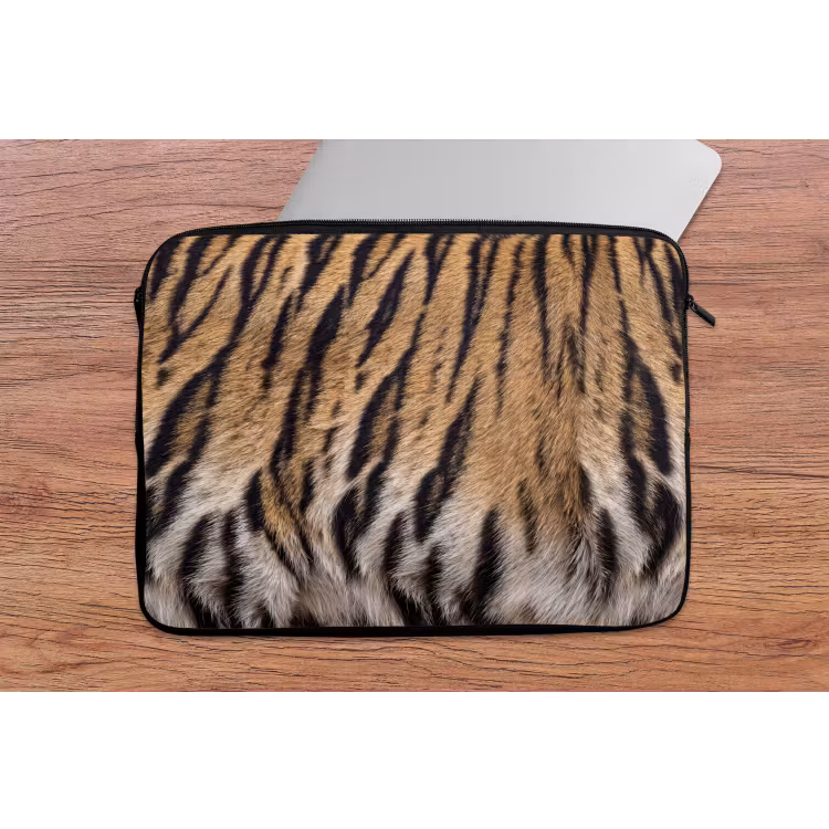 Tijgervacht - Klassiek - Zwart laptophoes neopreen klein -tafel