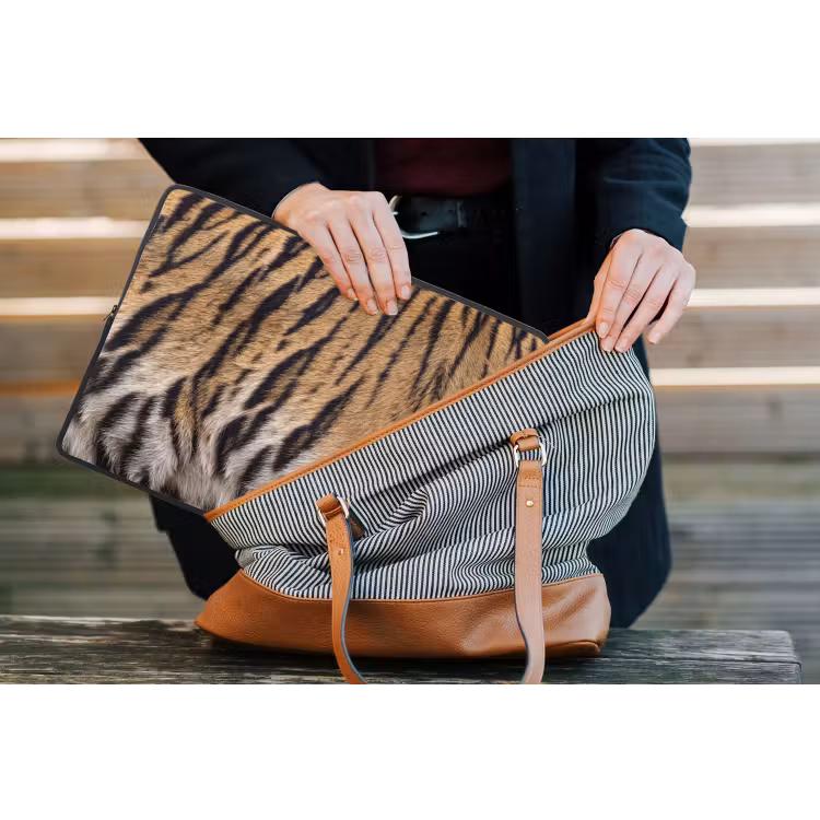 Tijgervacht - Klassiek - Zwart laptophoes neopreen klein -tas