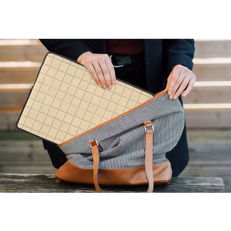 Tegels - Patroon - Crème laptophoes neopreen klein 279 -tas