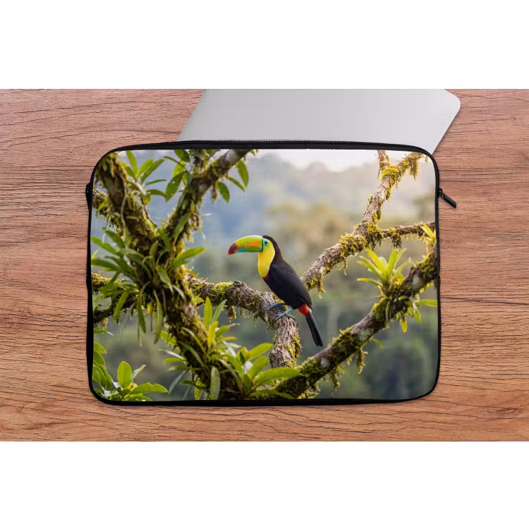 Toekan - Jungle - Natuur - Kleurrijk laptophoes neopreen klein -tafel