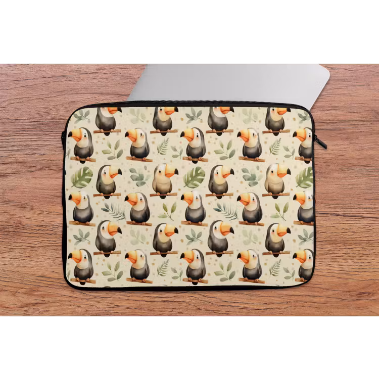 Toekans - Exotisch - Kleurrijk laptophoes neopreen klein 279 -tafel