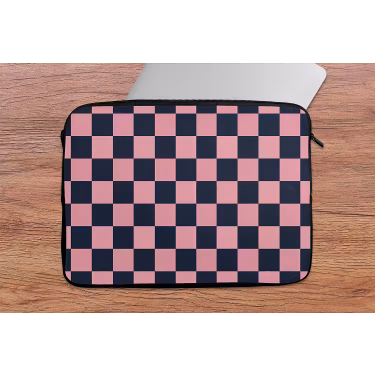 Traditioneel - Patroon - Blauw - Roze laptophoes neopreen klein 279 -tafel