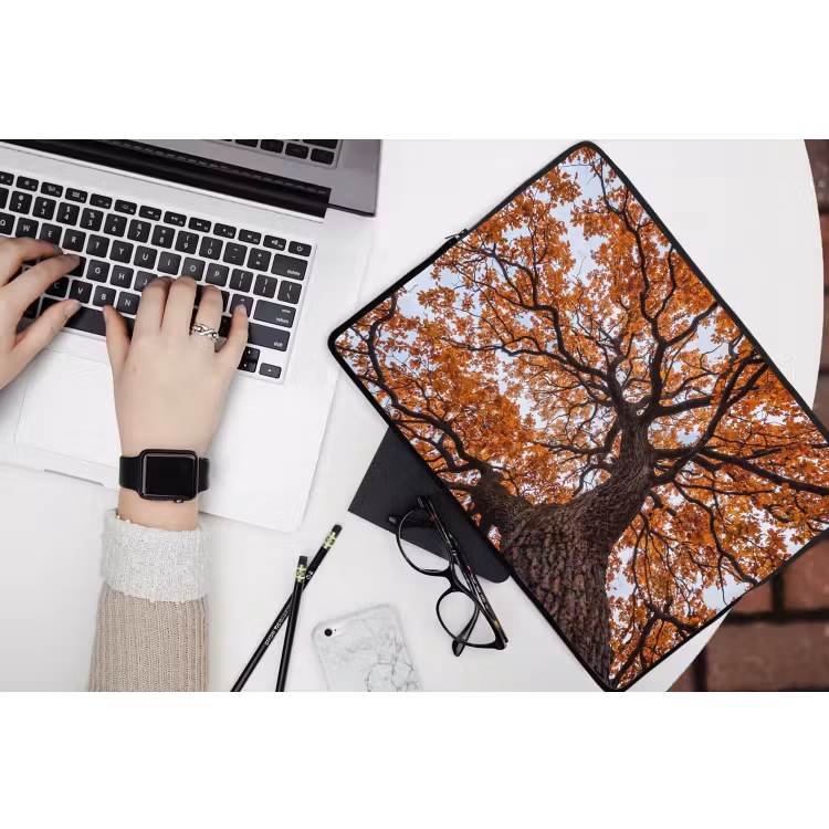 Boom - Bladerdak - Herfst - Oranje - Sfeervol laptophoes neopreen klein -bureau