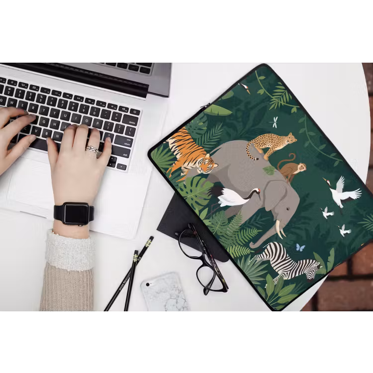 Tropisch - Jungle - Groen laptophoes neopreen klein -bureau