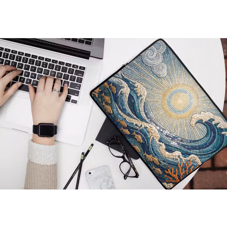 Onderwater - Koraal - Vis - Natuur - Kunst laptophoes neopreen klein -bureau