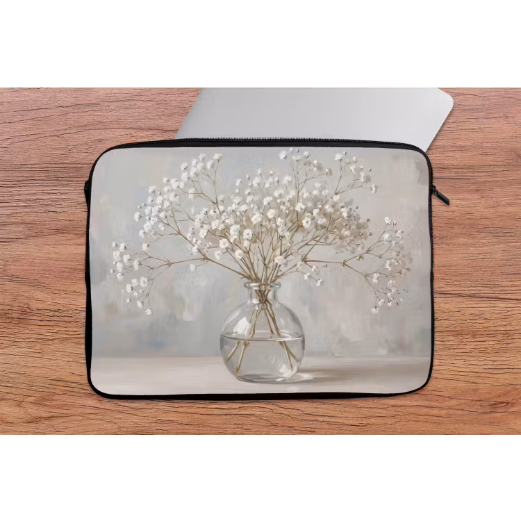 Vaas - Gipskruid - Wit laptophoes neopreen klein -tafel