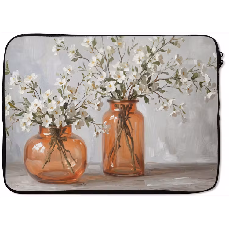 Vazen - Bloemen - Oranje laptophoes neopreen klein -zkaufland3dotto