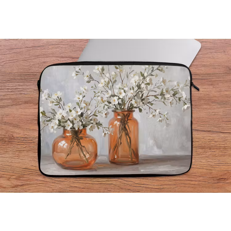 Vazen - Bloemen - Oranje laptophoes neopreen klein -tafel