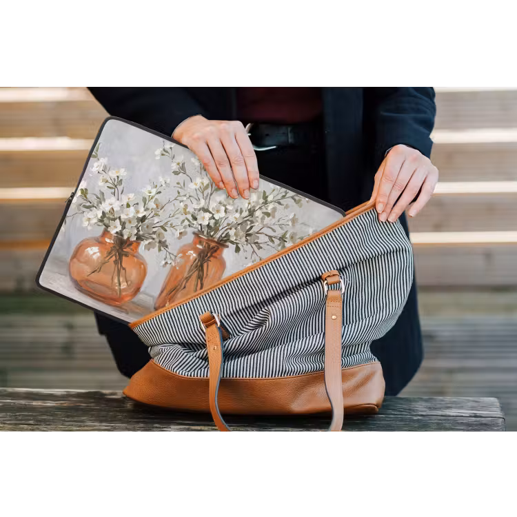 Vazen - Bloemen - Oranje laptophoes neopreen klein -tas