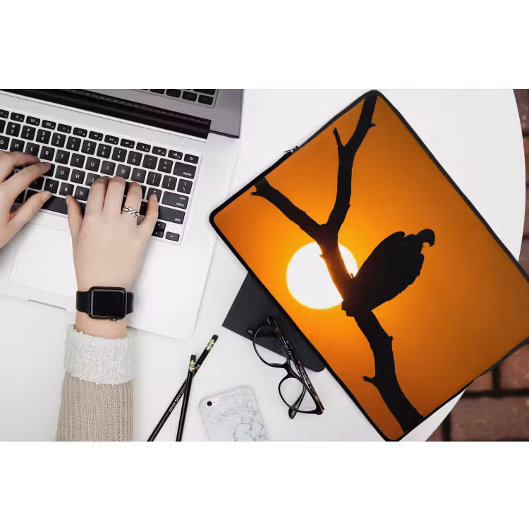 Gier - Tak - Zon - Oranje laptophoes neopreen klein -bureau